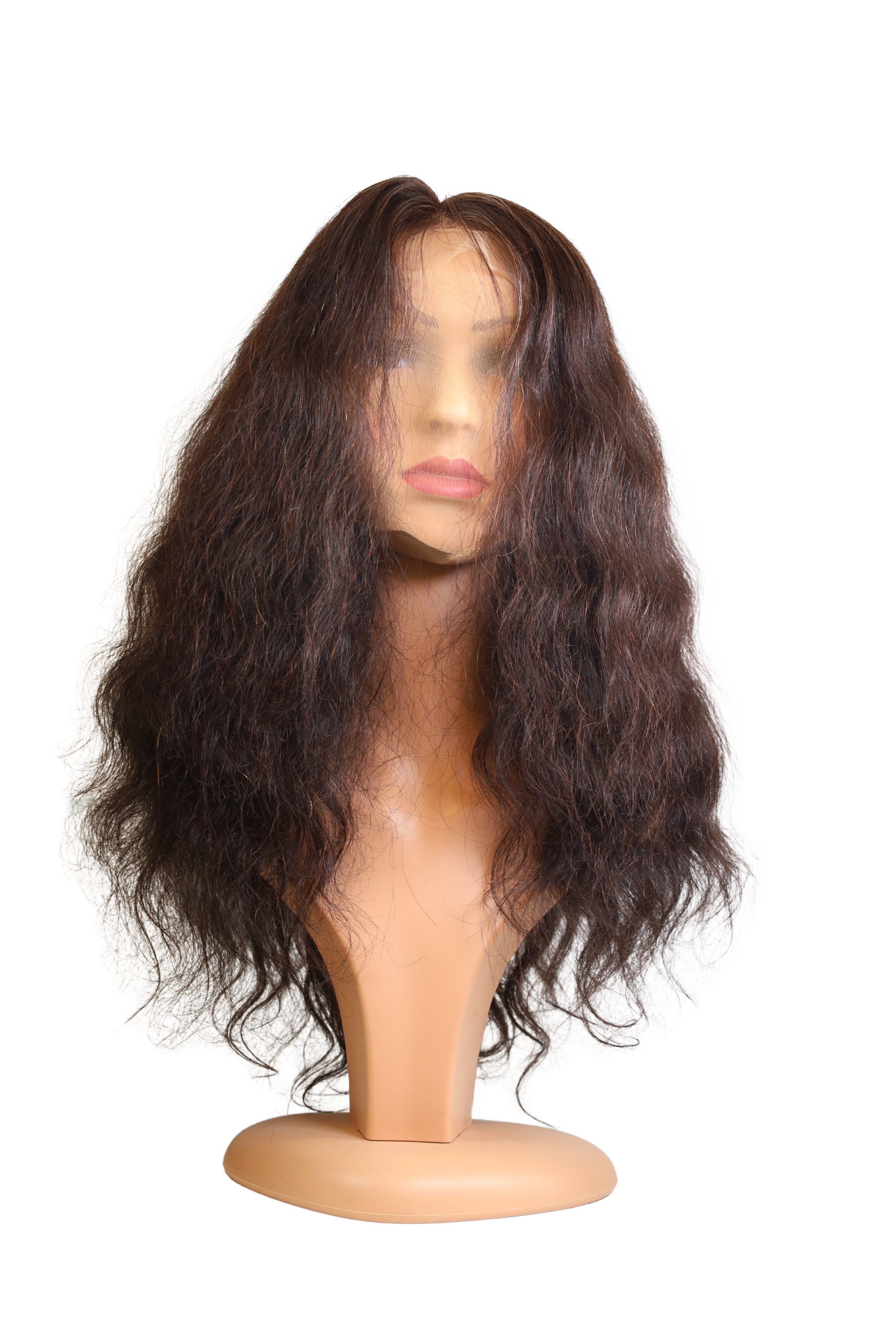 Long wavy dark brown wig